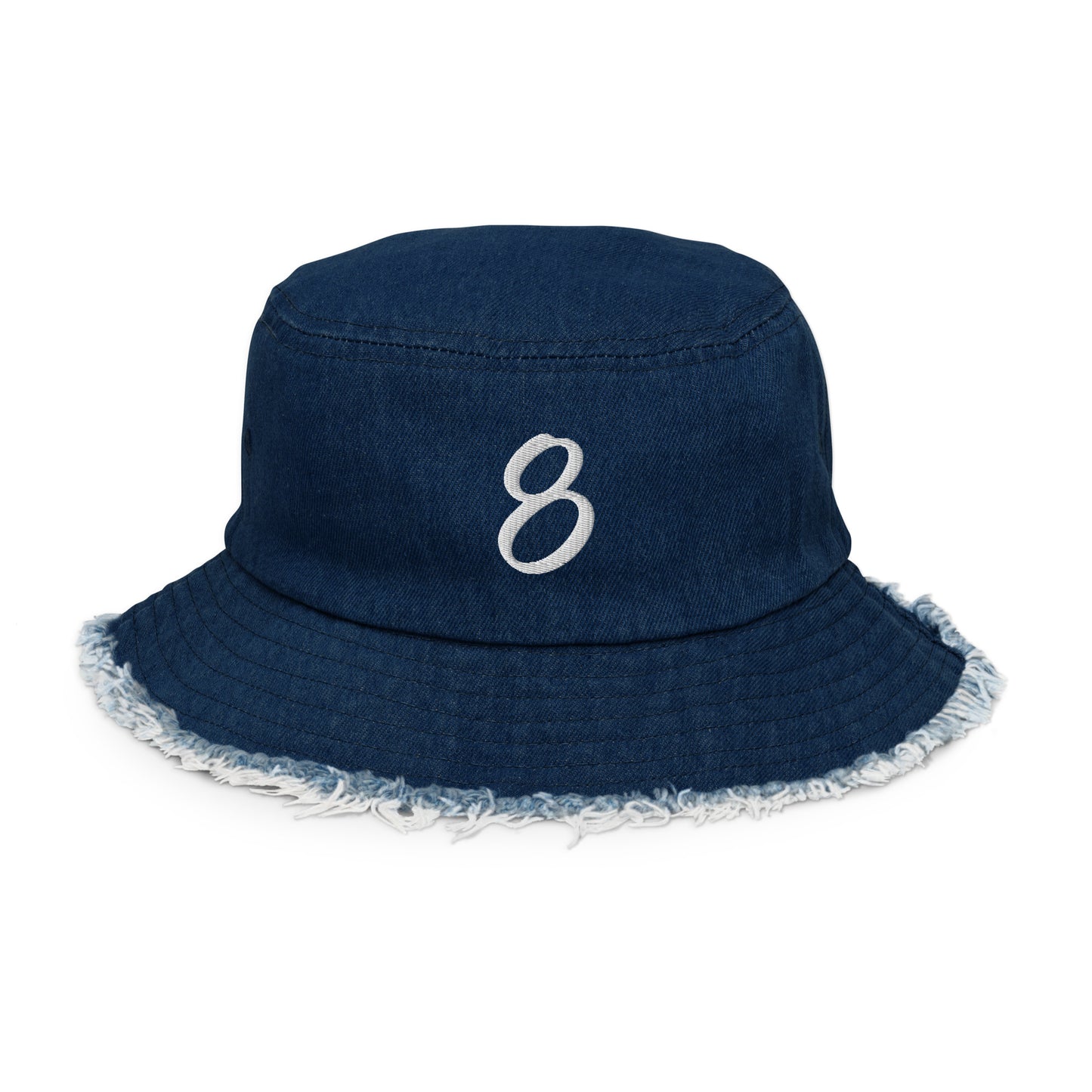 Distressed denim bucket hat