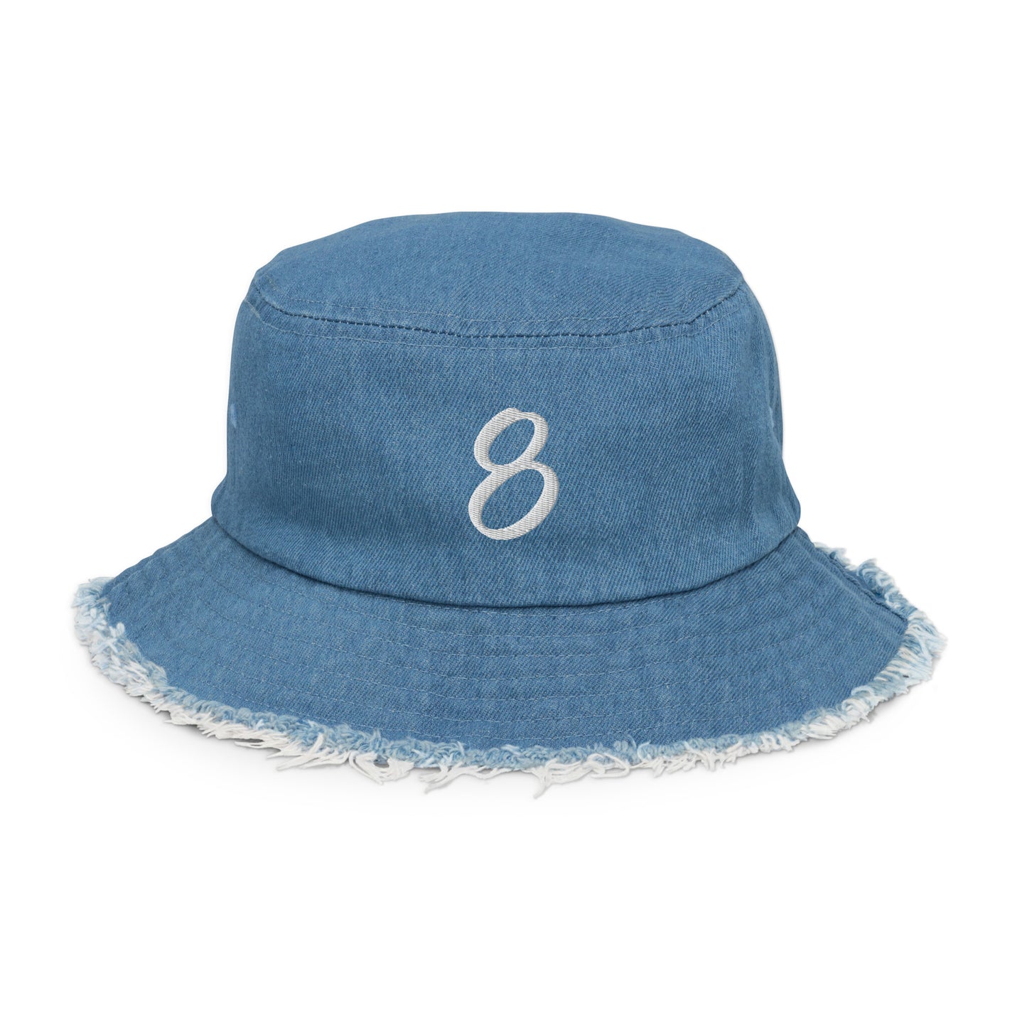 Distressed denim bucket hat